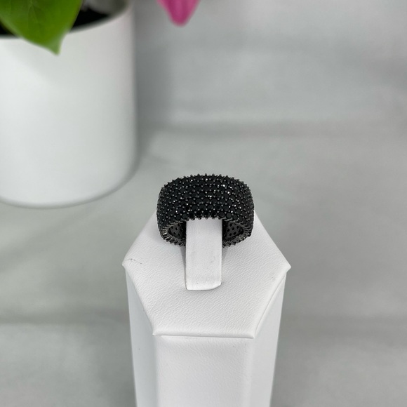 NEW 925 Sterling Silver Wide Band CZ Ring - Unisex Style - Picture 6 of 8